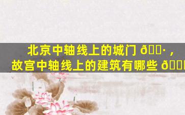 北京中轴线上的城门 🌷 ,故宫中轴线上的建筑有哪些 🐋